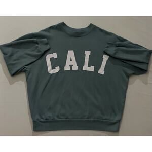 Wild Fable “CALI” Fleece Crewneck Sweatshirt — Size S — Slate Blue/Teal